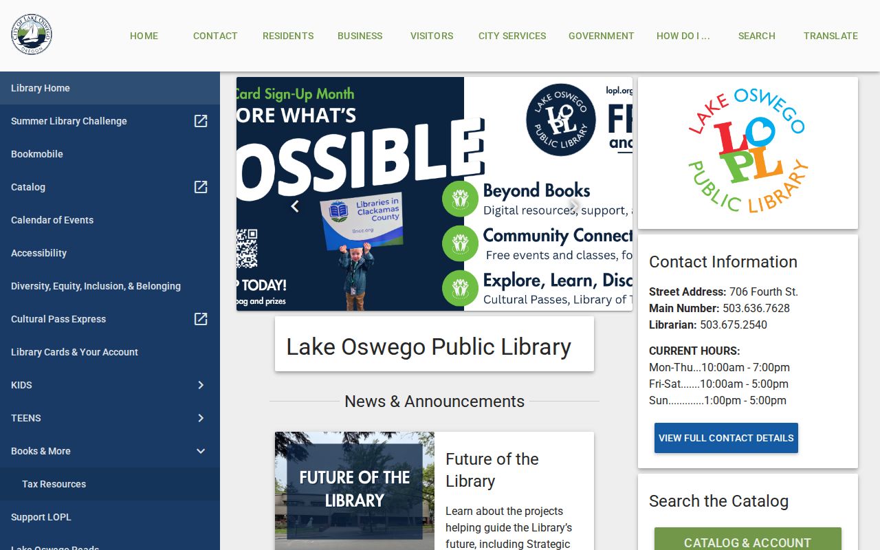 Lake Oswego city directory access at the Lake Oswego Public Library