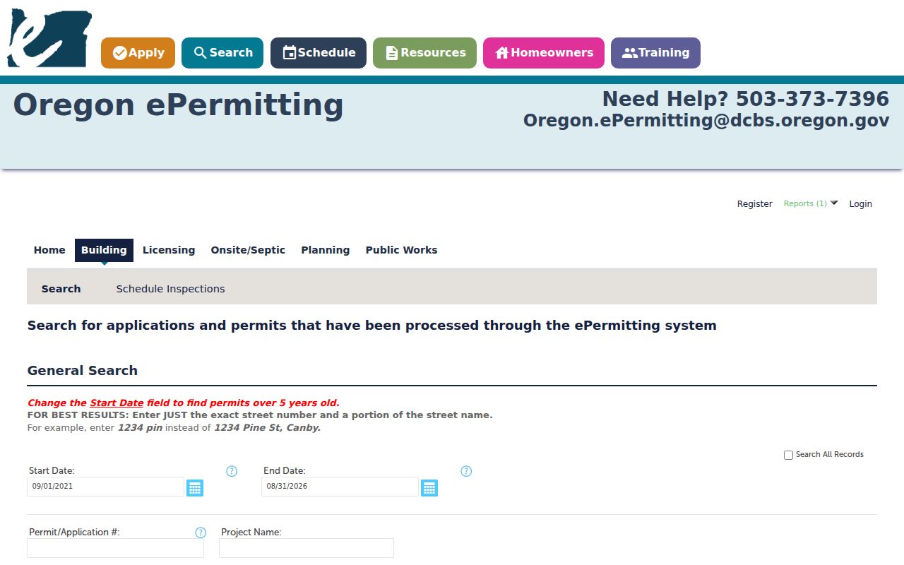 Lake Oswego street directory Oregon Accela permit address search