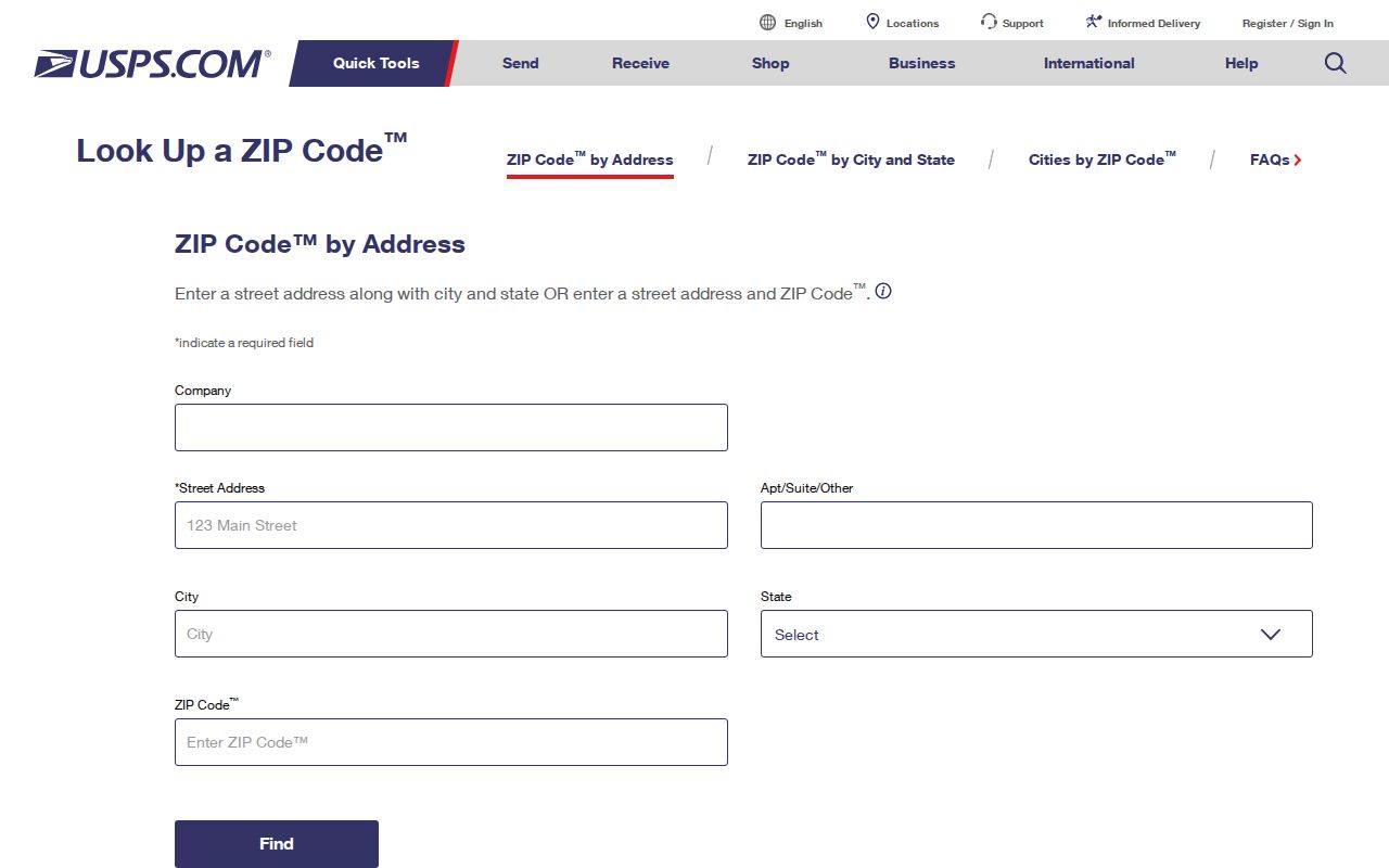 Lake Oswego ZIP code directory USPS address lookup screen