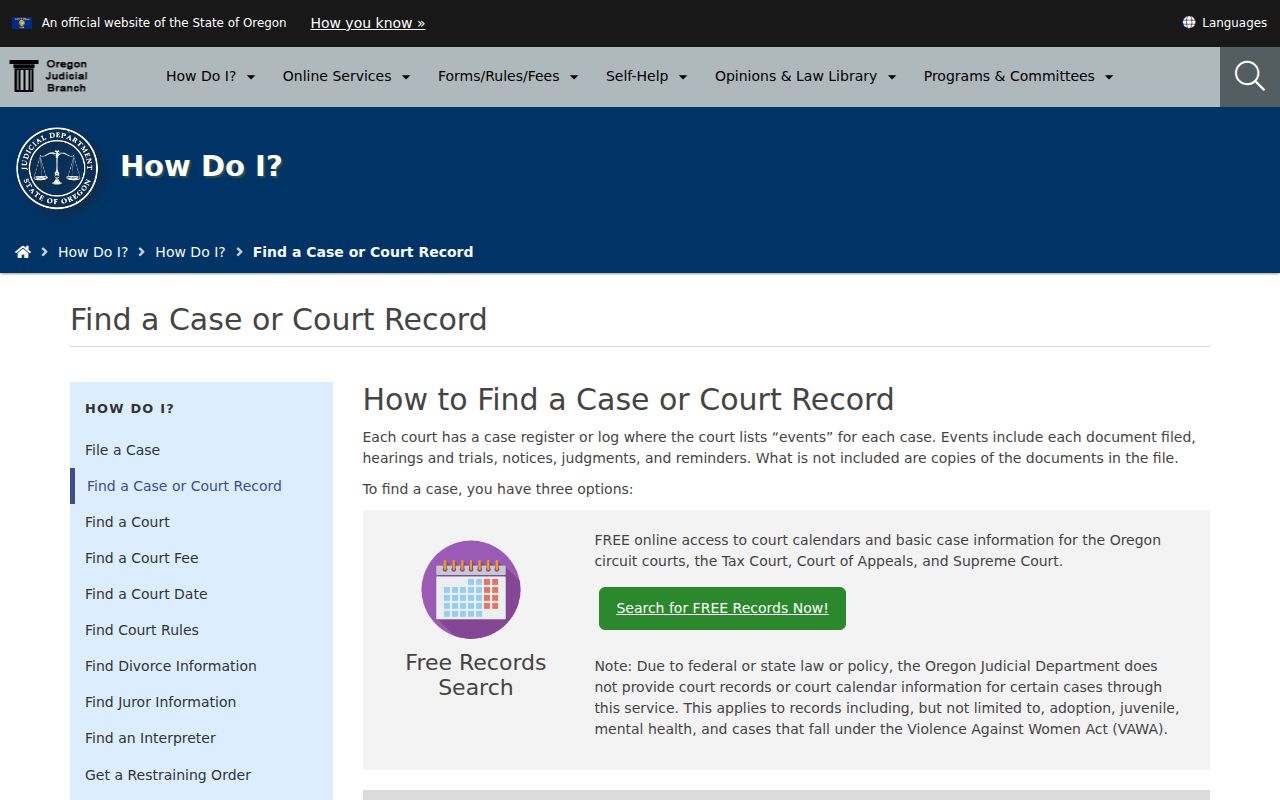 Lake Oswego residents directory Oregon court record options