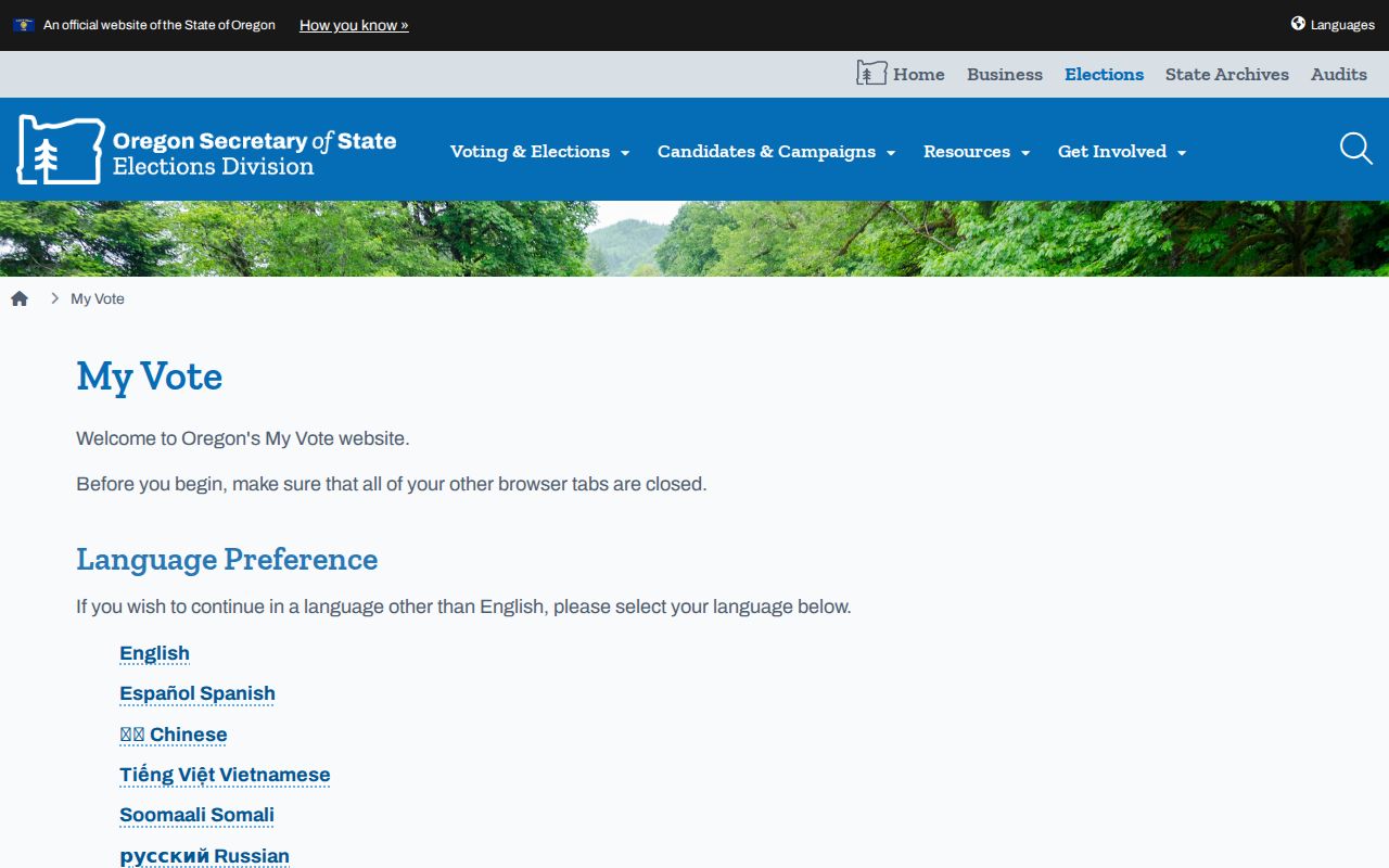 Lake Oswego residents directory Oregon My Vote entry screen