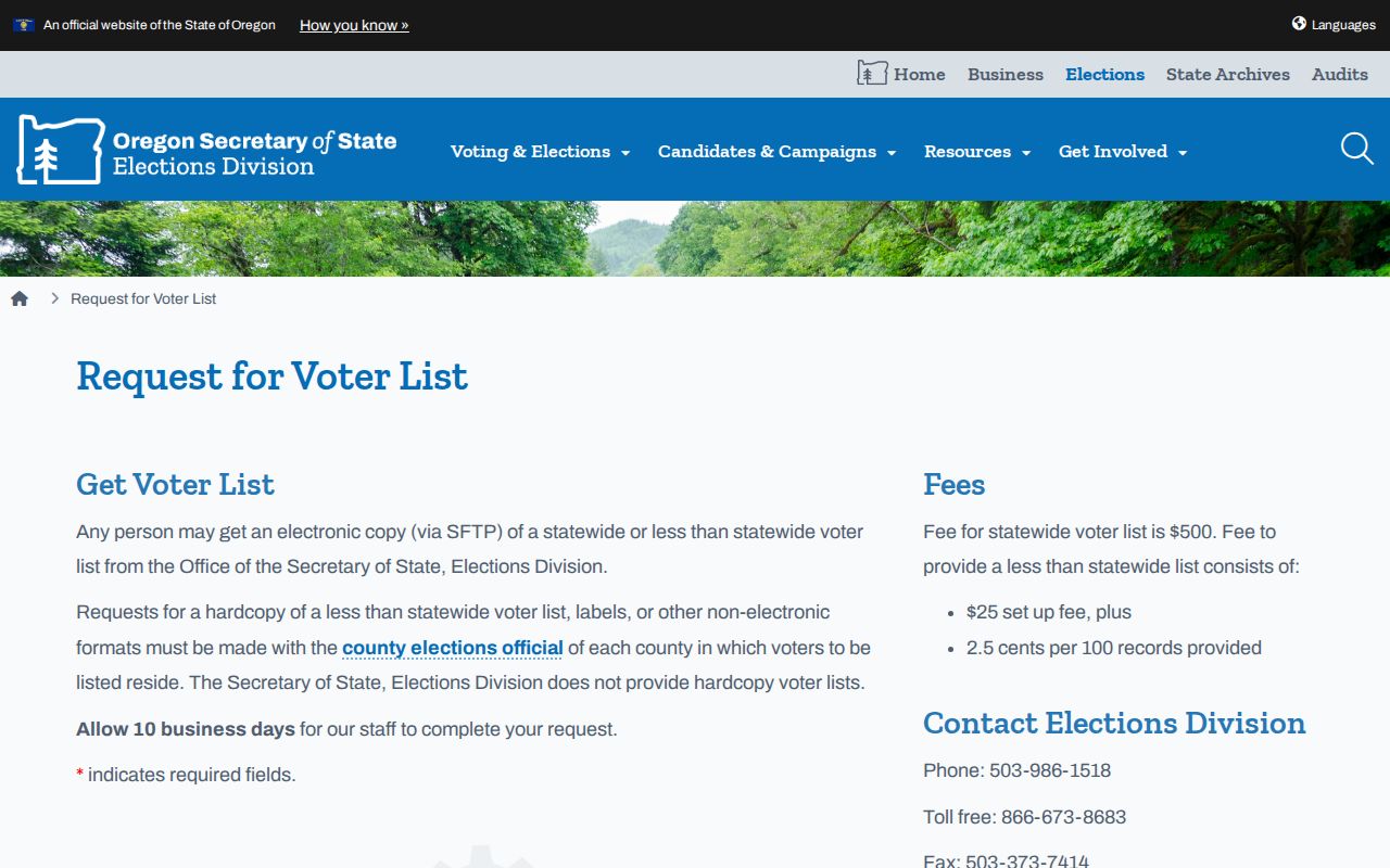 Lake Oswego residents directory Oregon voter list request